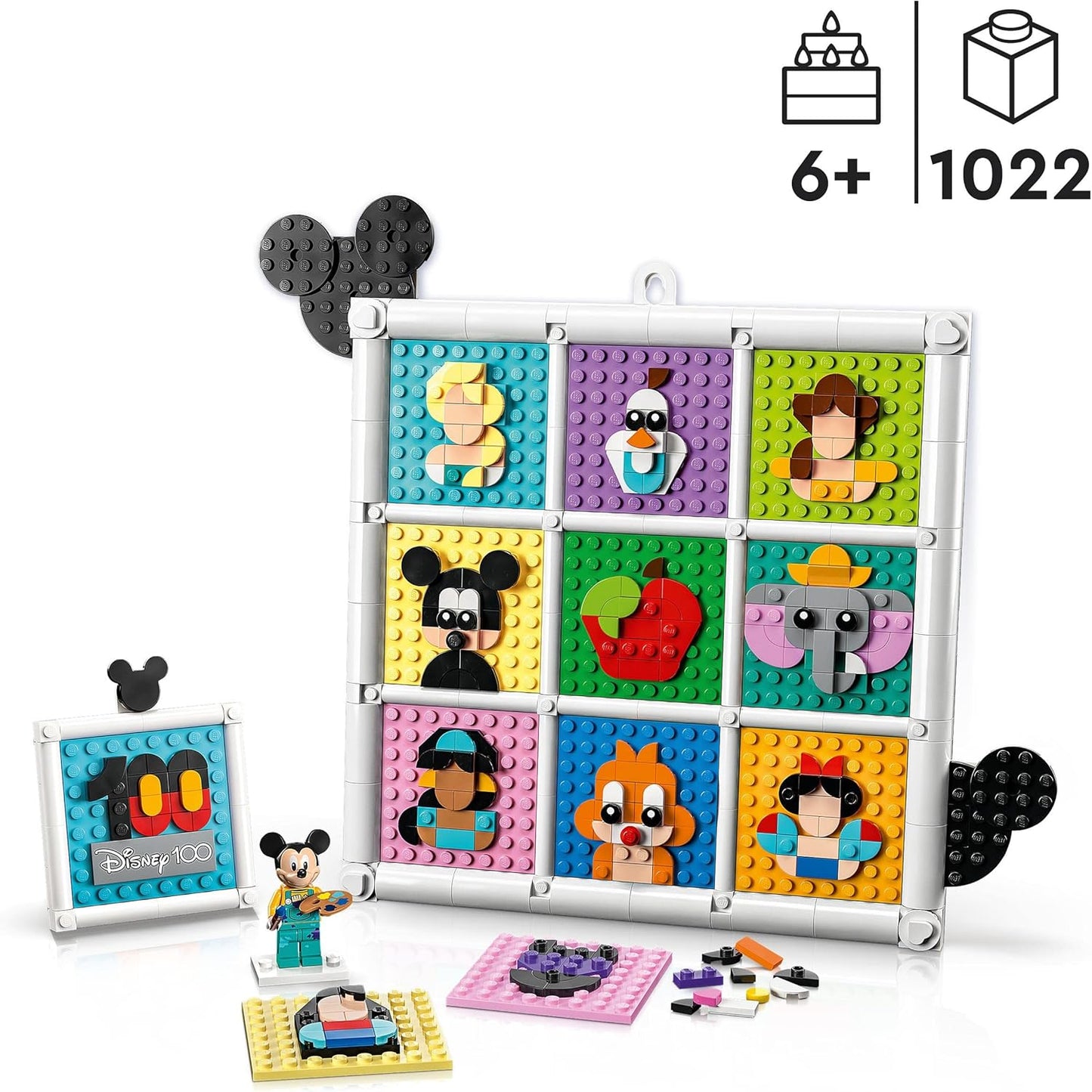 LEGO 43221 Disney 100 Years Disney Cartoon Icons, Craft Set and DIY Set as Wall Art and Bedroom Accessories, with Mickey Mouse etc.