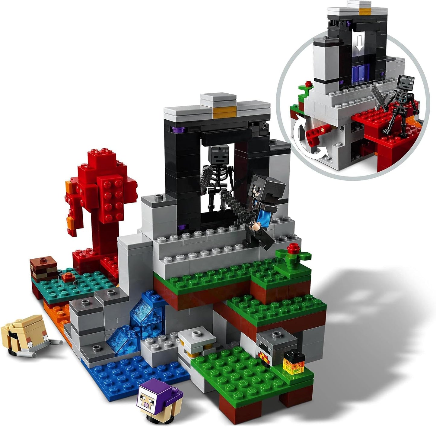 LEGO 21172 Minecraft The Destroyed Portal Minecraft Toy Set for Boys and Girls from 8 Years with Figures from the Video Game