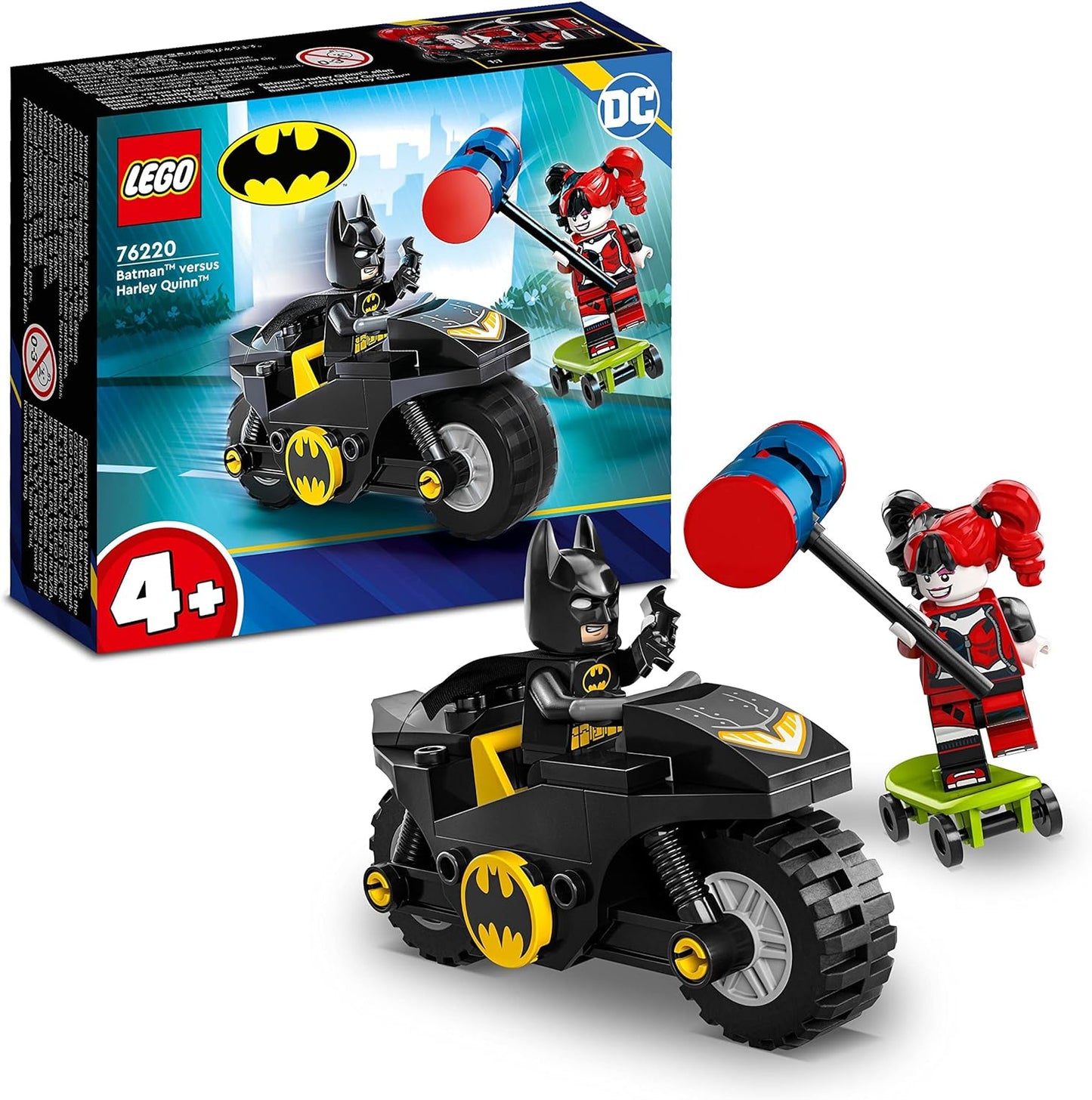 LEGO 76220 DC Batman vs. Harley Quinn Superhero Set with Action Figures, Skateboard and Motorcycle Toy for Boys and Girls from 4 Years