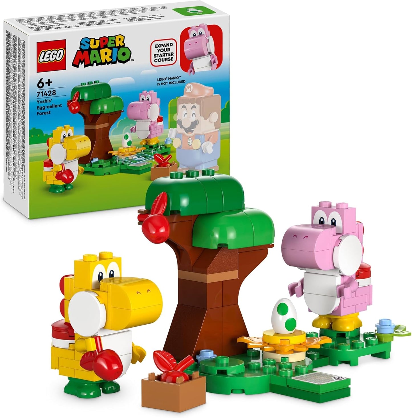 LEGO Super Mario Yoshi's Wild Forest Expansion Set, Toy with 2 Yoshi Figures Made of Stones for Boys and Girls, Small Gift for Children and Gamers from 6 Years 71428