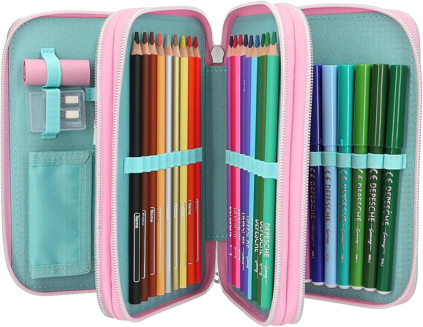 TOPModel Electric 3-Compartment Pencil Case with Pens