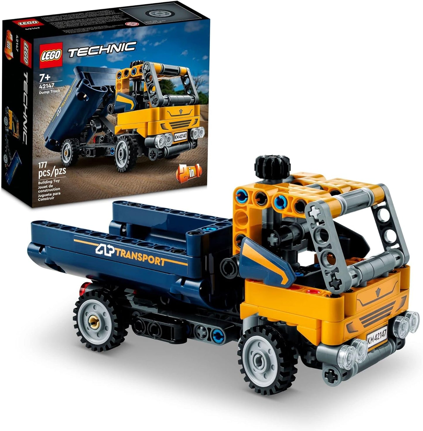 LEGO Technic Dump Truck 42147, 2-in-1 Toy Set, Construction Vehicle Model for Excavator, Engineering Toy, Gift for Children, Boys, Girls from 7 Years