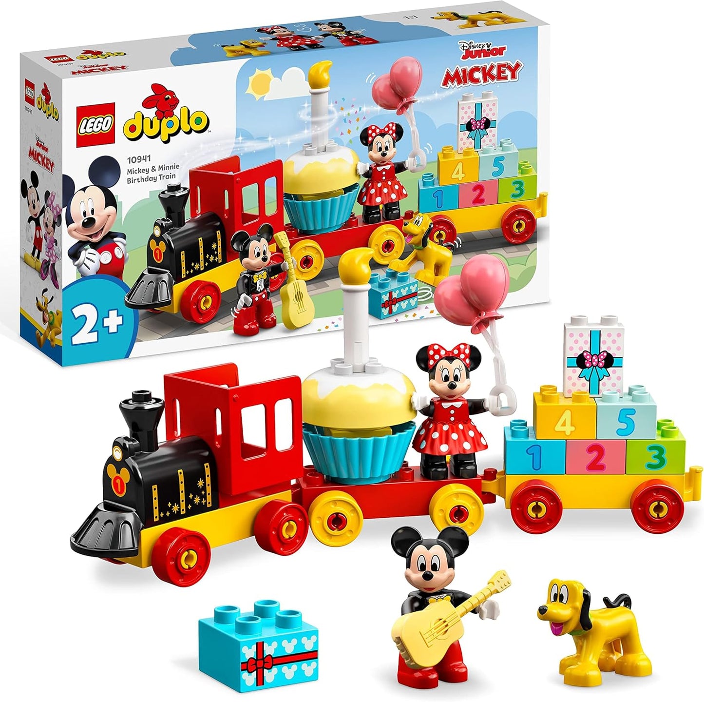 LEGO 10941 DUPLO Disney Mickey and Minnie's Birthday Train, Train Toy with Cake and Balloons, includes Mickey and Minnie Mouse Figurines Gift for Toddlers, Girls and Boys, Ages 2+