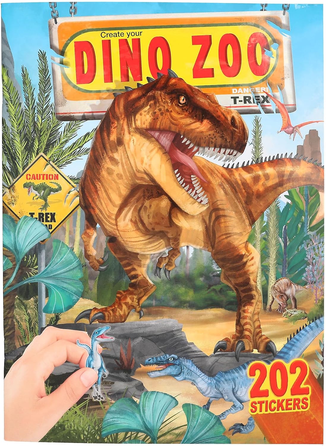 Depesche 12752 Sticker Album "Create Your Dino Zoo", Sticker Book with Cool Dinosaur Motifs and 191 Stickers, Approx. 22 x 30 x 0.5 cm, Small