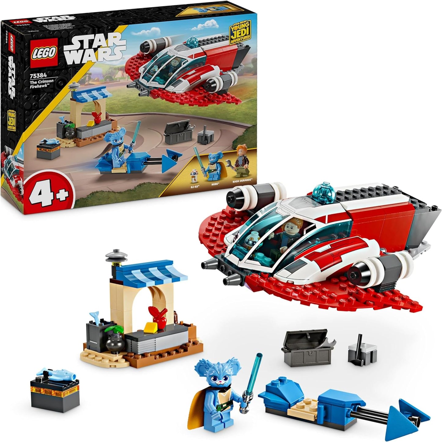 LEGO Star Wars: Young Jedi Adventures The Crimson Firehawk Starter Set for Children with Buildable Spaceship Toy, Speeder Bike and 3 Figures, Gift for Boys and Girls from 4 Years 75384