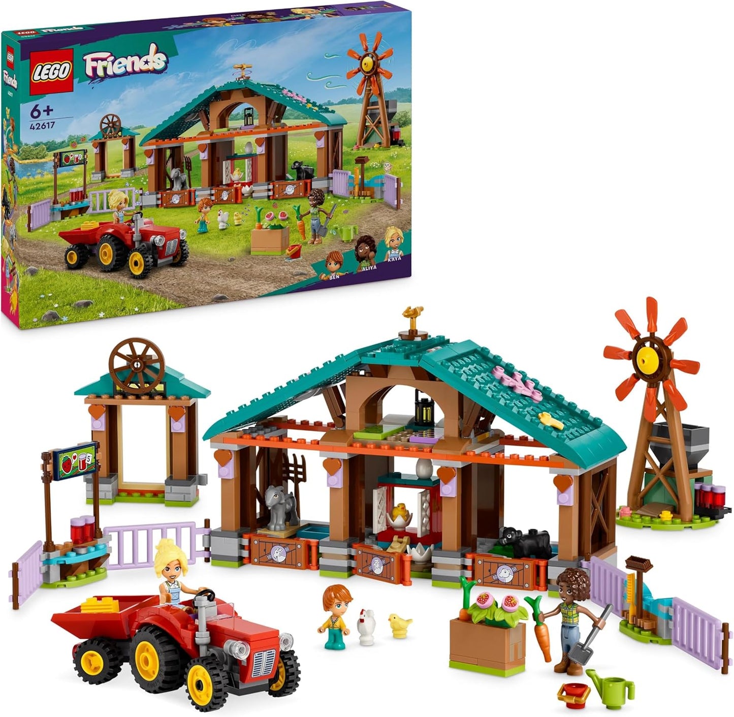 LEGO Friends Collection Station for Farm Animals, Farm Toy with 3 Figures and 5 Animals, Plus Tractor, Fruit and Vegetables, Gift for Girls and Boys from 6 Years 42617