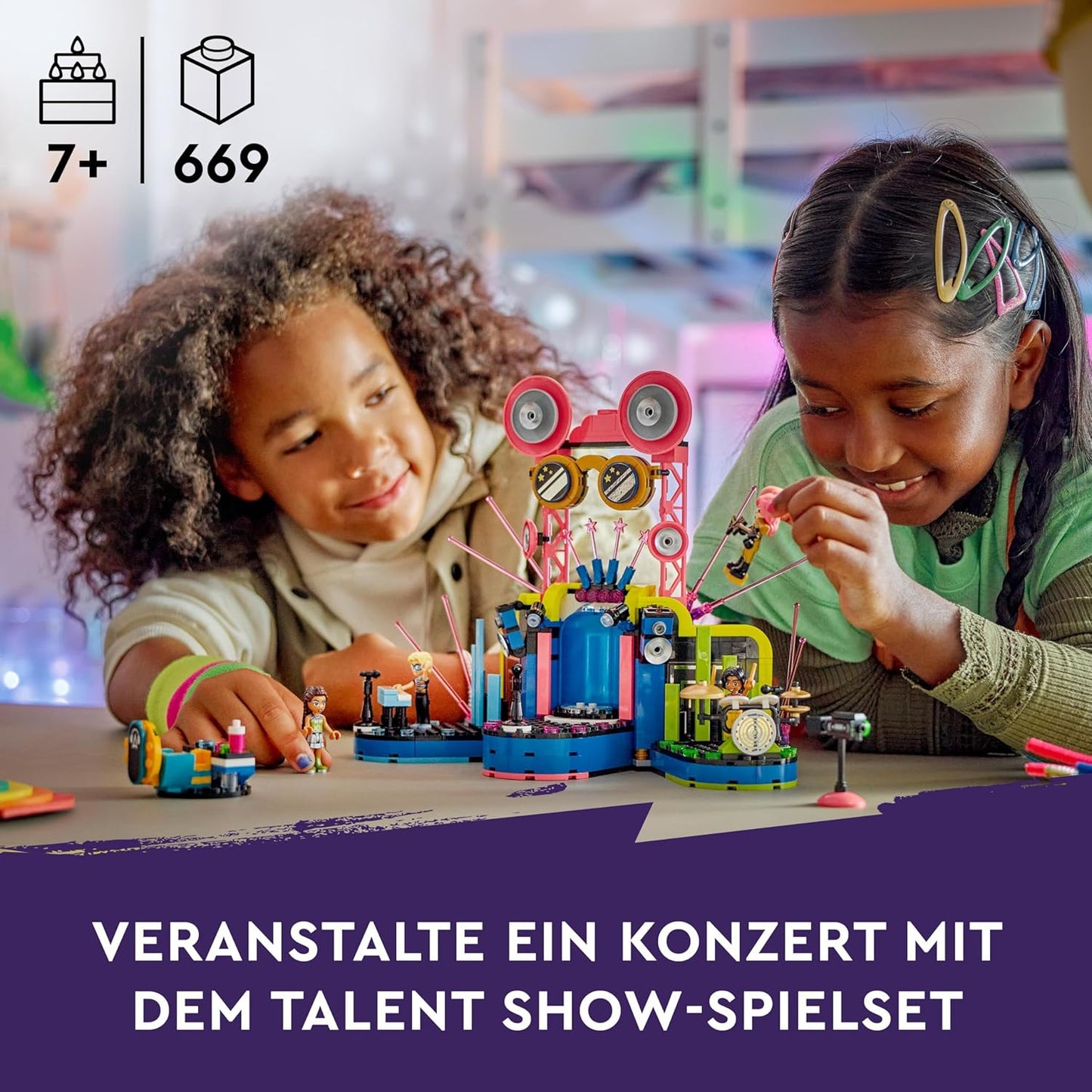 LEGO Friends Talent Show in Heartlake City Set, Music Toy for Children with 4 Figures Including Andrea, Stage and Instruments, Music Gift for Girls and Boys from 7 Years 42616