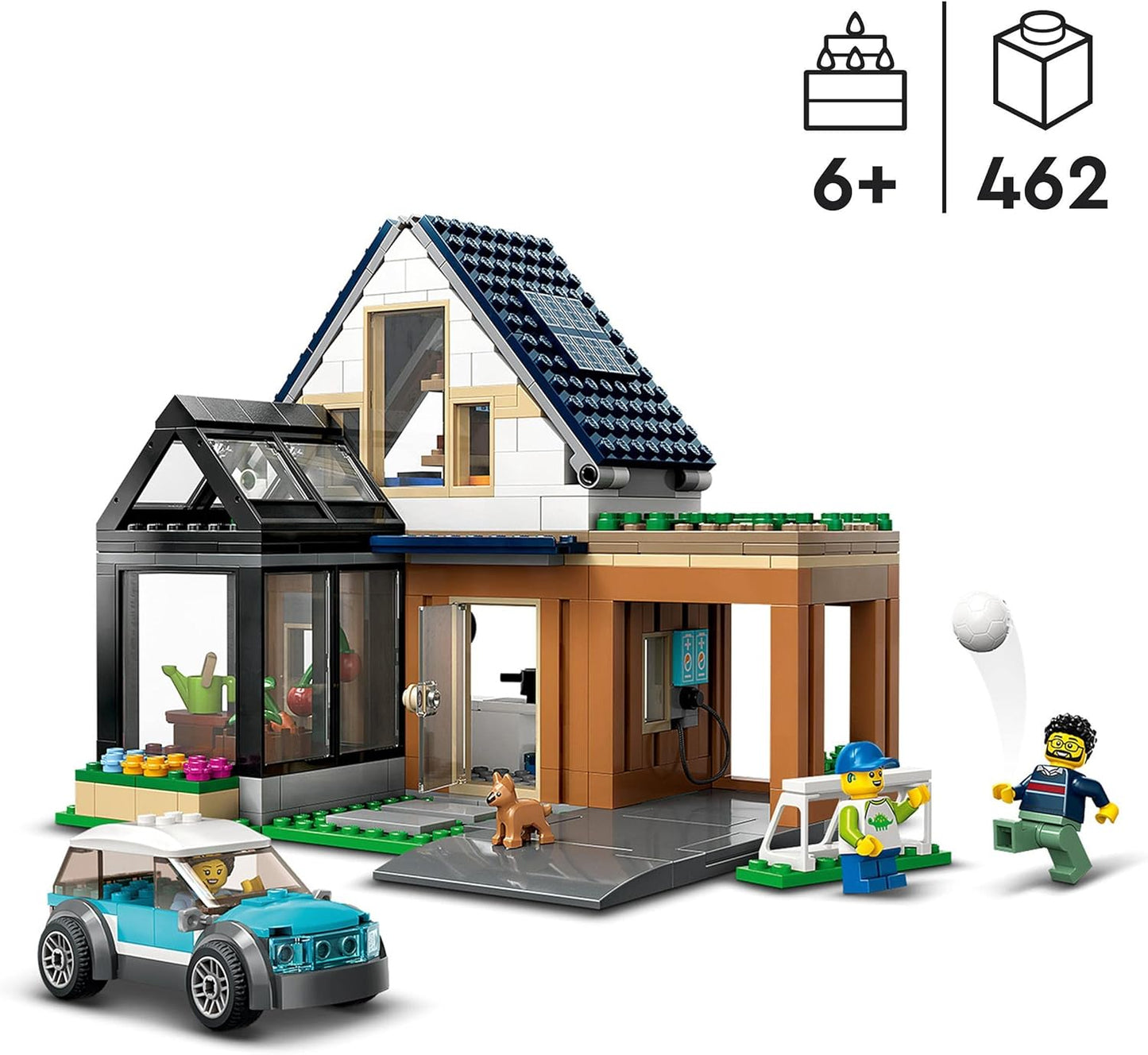 LEGO 60398 City Family House with Electric Car, Dollhouse Set with Toy Car and Accessories, Building with Modules, Modular Construction Toy for Children from 6 Years