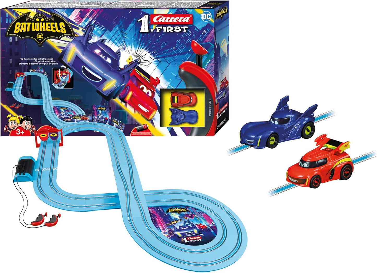 Carrera - 20063048 - Carrera First I DC Batwheels Ready to Roll 2.9 Race Track Set I Car for Racetrack | Racetracks and Licensed Slot Cars | Up to 2 Players | For Children from 3 Years and Adults