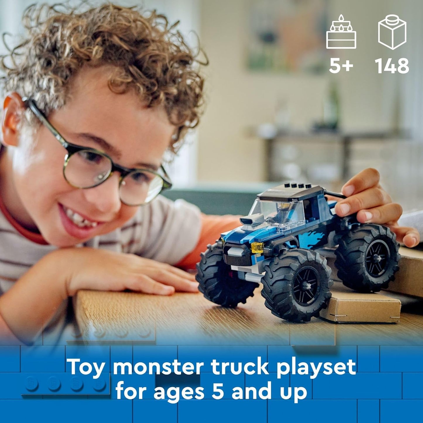 LEGO City Blue Monster Truck Off-Road Toy Playset with Driver Mini Figure, Imaginative Toy for Children, Funny Gift for Boys and Girls from 5 Years, Mini Monster Truck, 60402