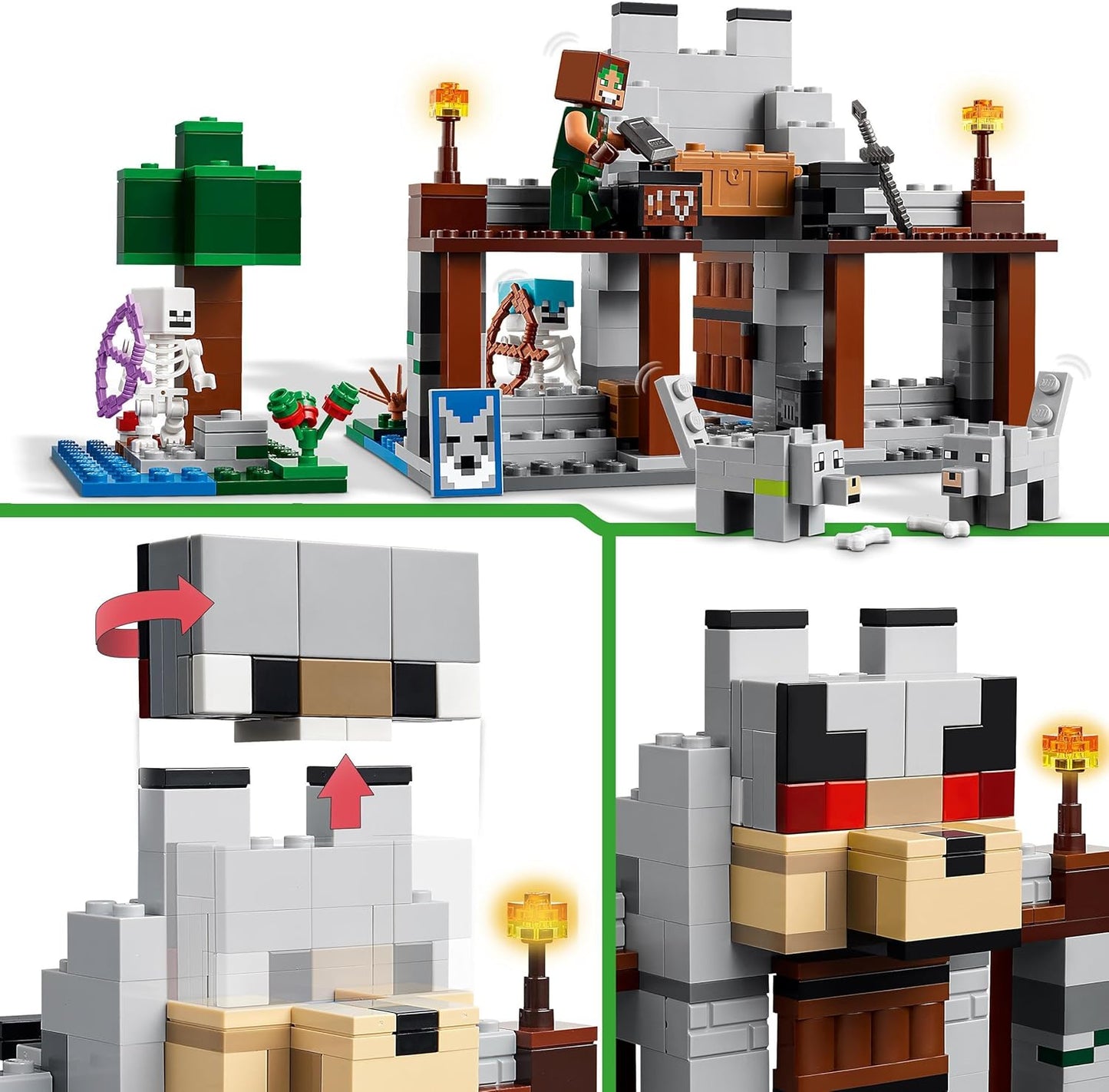 LEGO Minecraft The Wolf Fortress, Action Playset with Skeletons and Fortress to Explore, Gift for Gamers, Boys and Girls from 8 Years, Construction Toy for Action Adventures, 21261