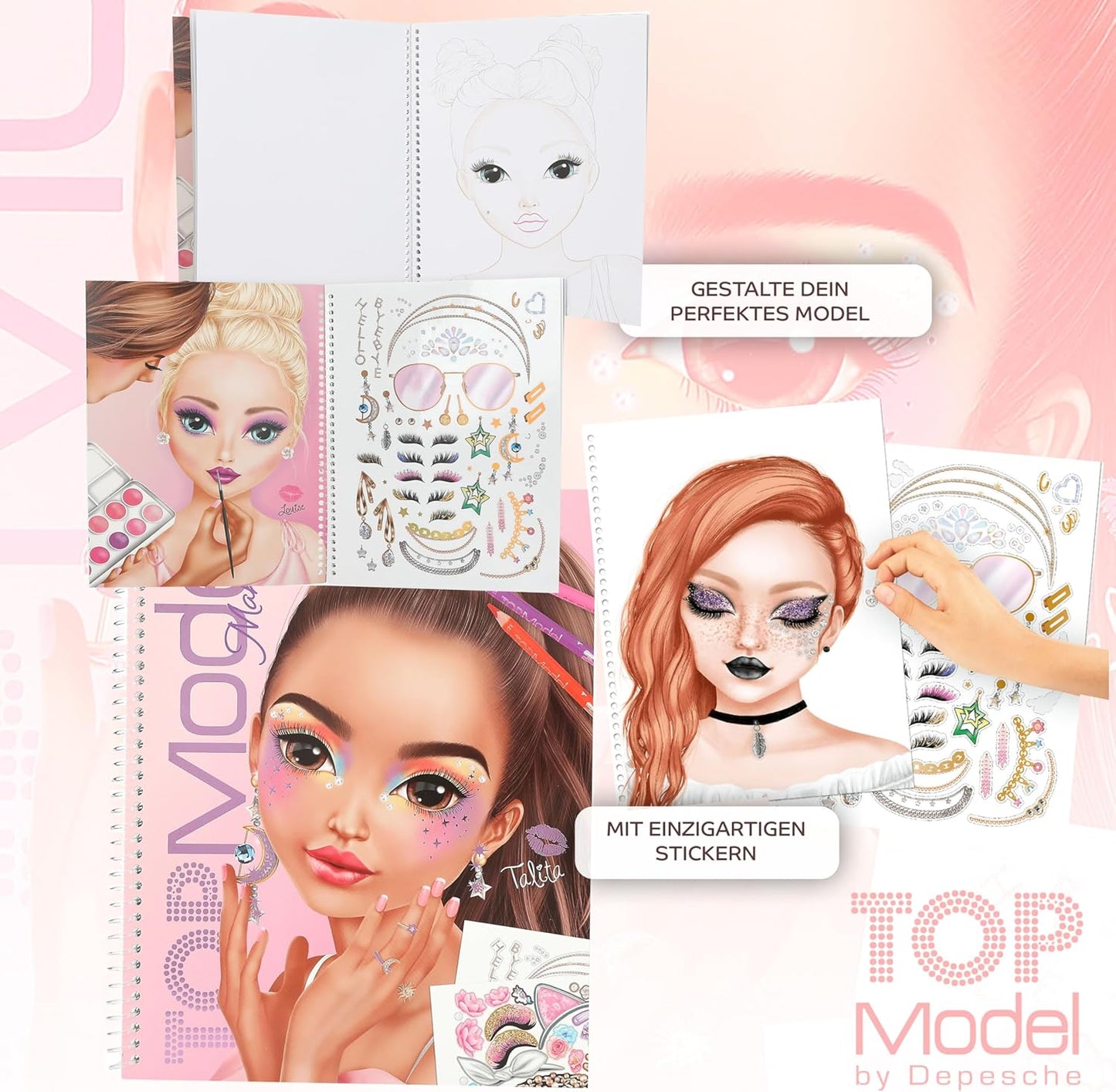 TOPModel Hand Designer Coloring Book &amp; Create Your Make-Up Coloring Book: 46 страниц для создания креативного дизайна ногтей с помощью наклеек из фольги и татуировок на ногтях, а также 20 раскрасок для макияжа