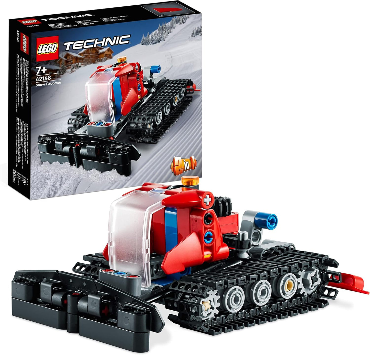 LEGO 42148 Technic Snow Groomer, 2-in-1 Winter Vehicle Model with Toy Snowmobile, Small Christmas Gift for Children, Technology Learning Toy for Boys and Girls from 7 Years and above