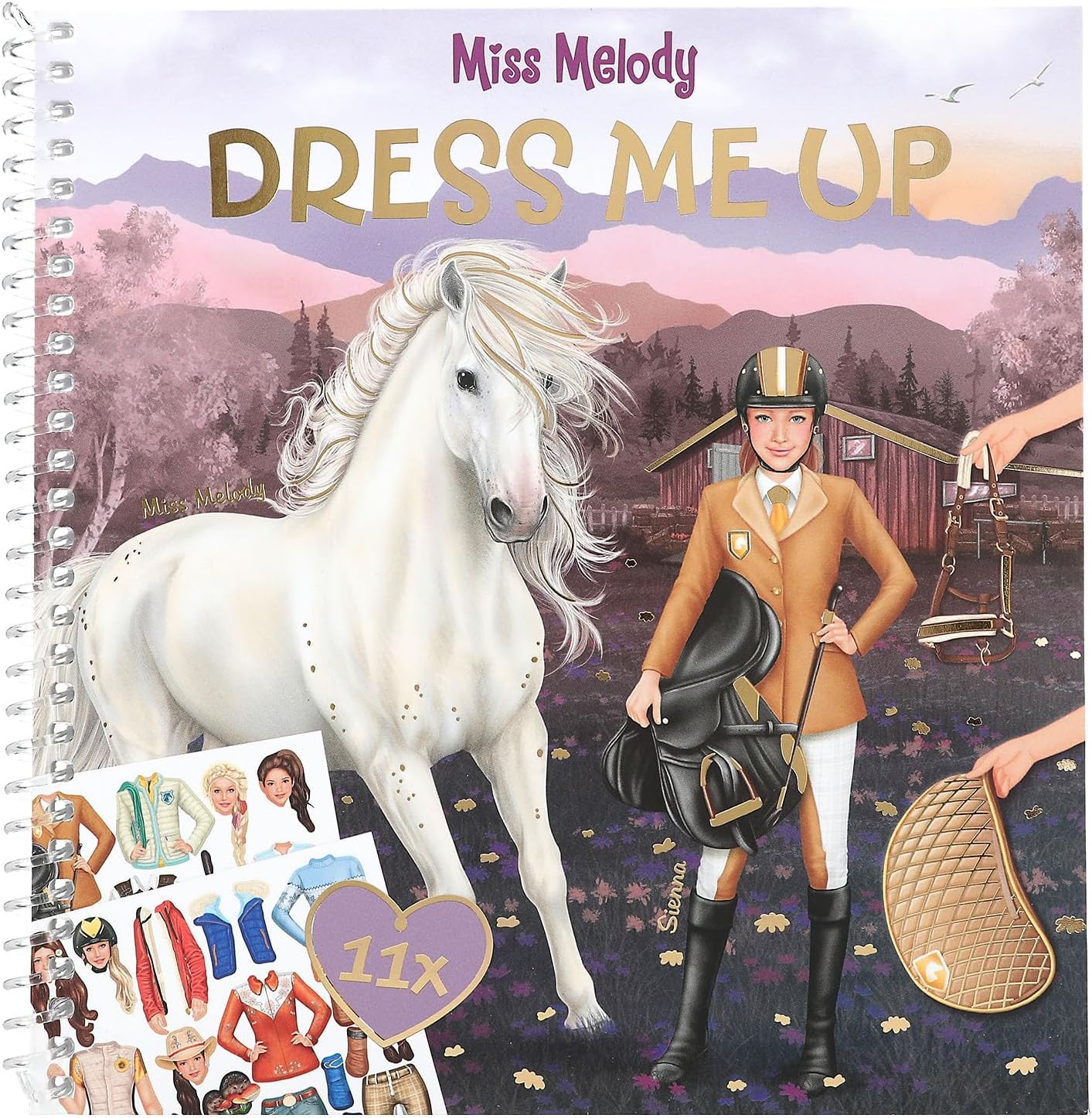 Depesche 12863 Miss Melody Dress Me Up Sticker Book with 24 Pages to Create Chic Outfits, Colouring Book with 11 Sticker Sheets