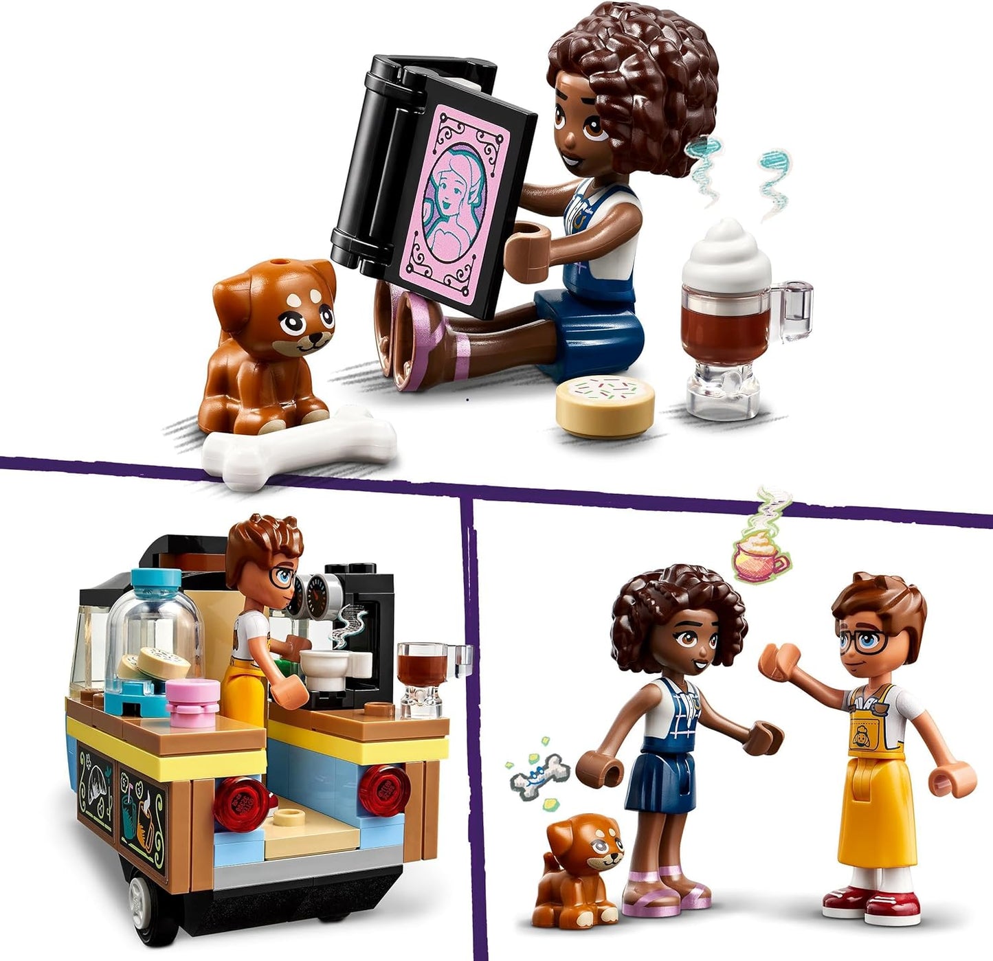 LEGO Friends Rolling Café, Small Bakery Toy for Children, Gift for Girls and Boys from 6 Years, Educational Toy with Aliya, Jules and the Dog Aira 42606