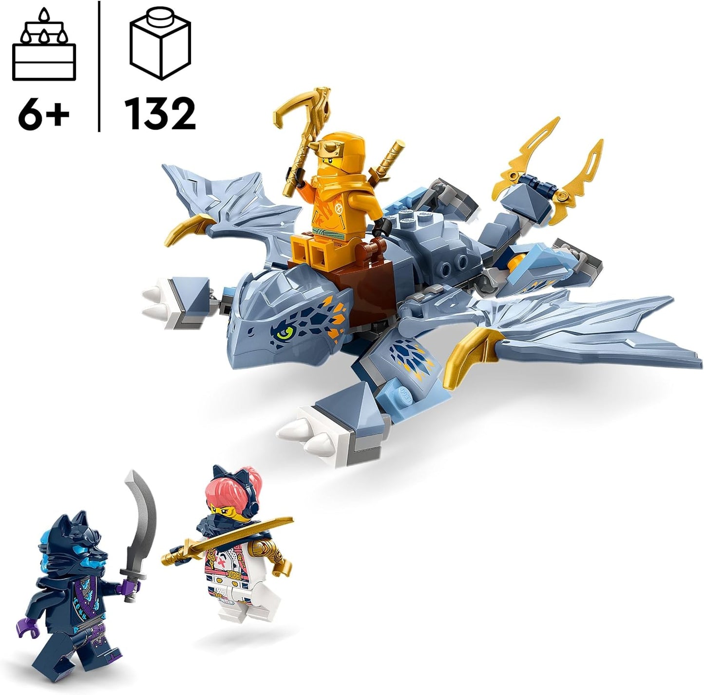 LEGO Ninjago Riyu the Baby Dragon Toy with 3 Mini Figures, Buildable Ninja Toy for 6 Year Old Boys and Girls, Action Packed Gift for Kids 71810