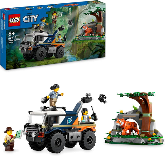 LEGO City Jungle Explorer Truck, Construction and Play Set for Children from 6 Years, Cool Birthday Gift, Truck Toy, with 3 Adventurer Mini Figures and Tiger 60426