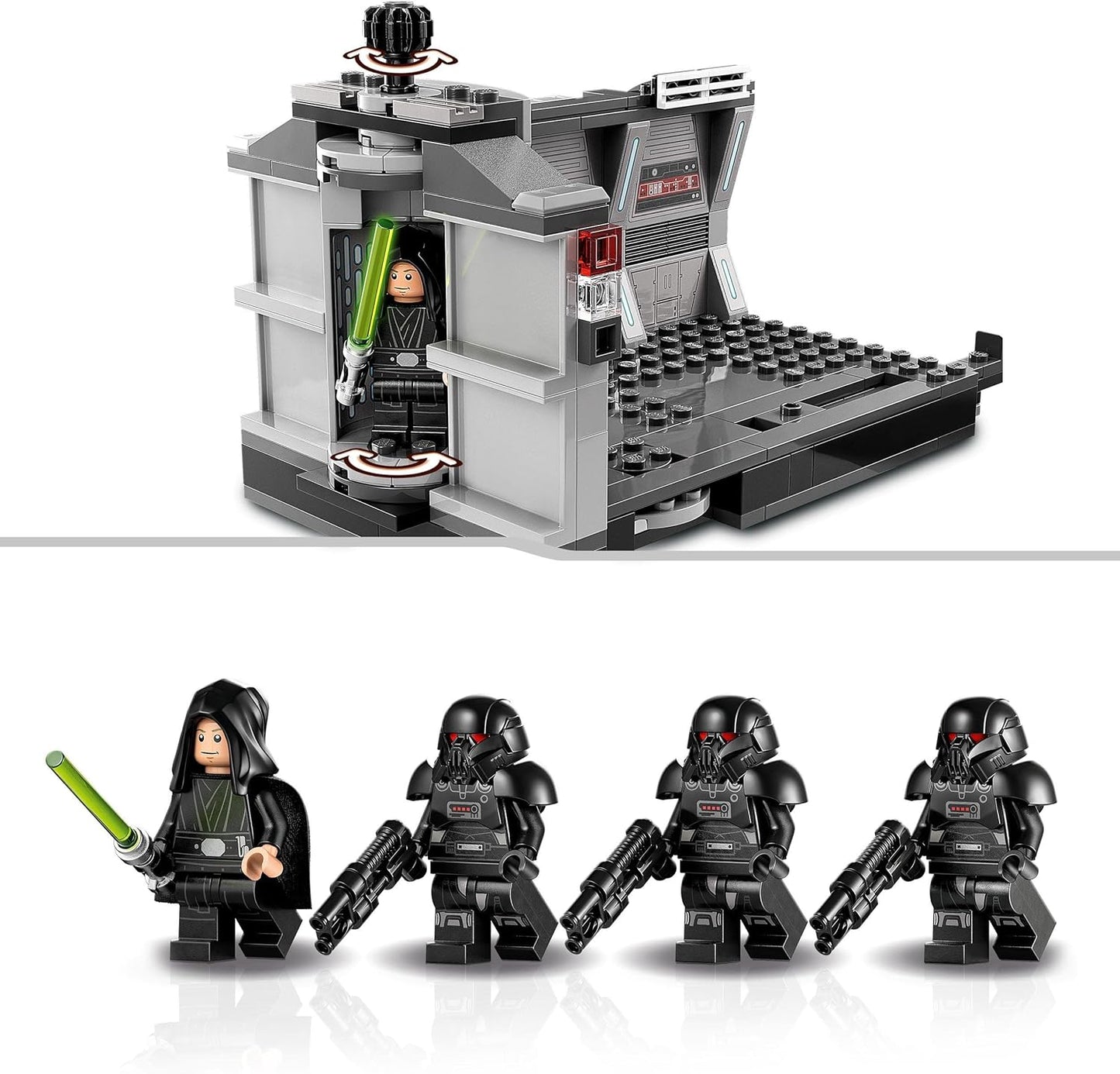 LEGO 75324 Star Wars Attack of the Dark Trooper Set with Luke Skywalker with Lightsaber and 3 Dark Troopers Mini Figures, The Mandalorian Series