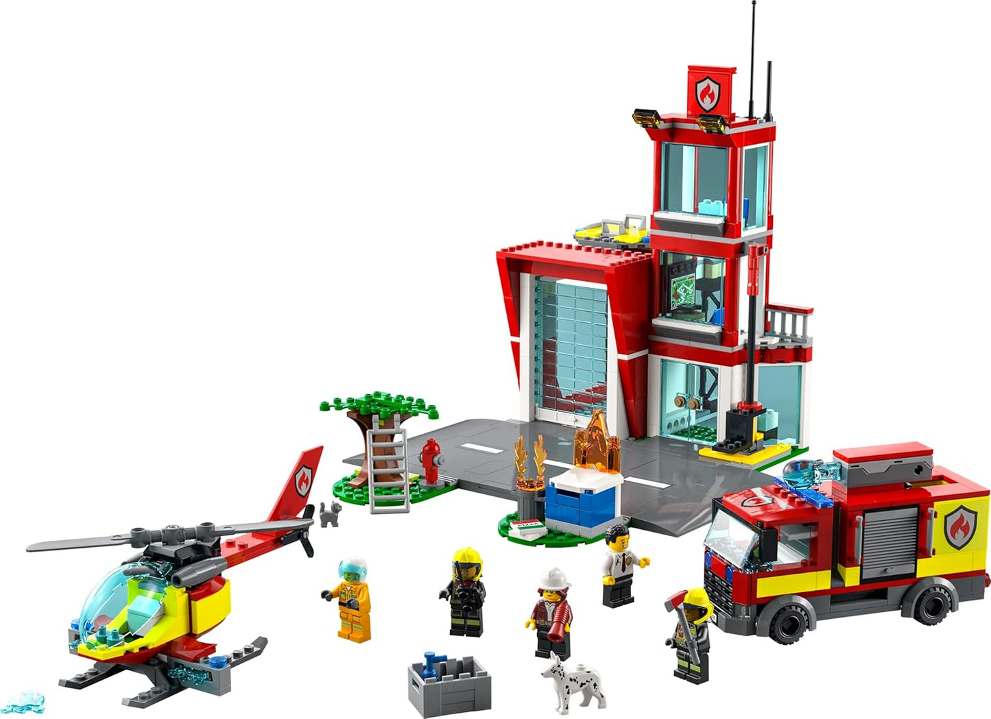 LEGO 60320 City Fire Station, Fire Station Toy for Children from 6 Years with Garage, Fire Engine and Helicopter, Fire Station Toy for Boys and Girls