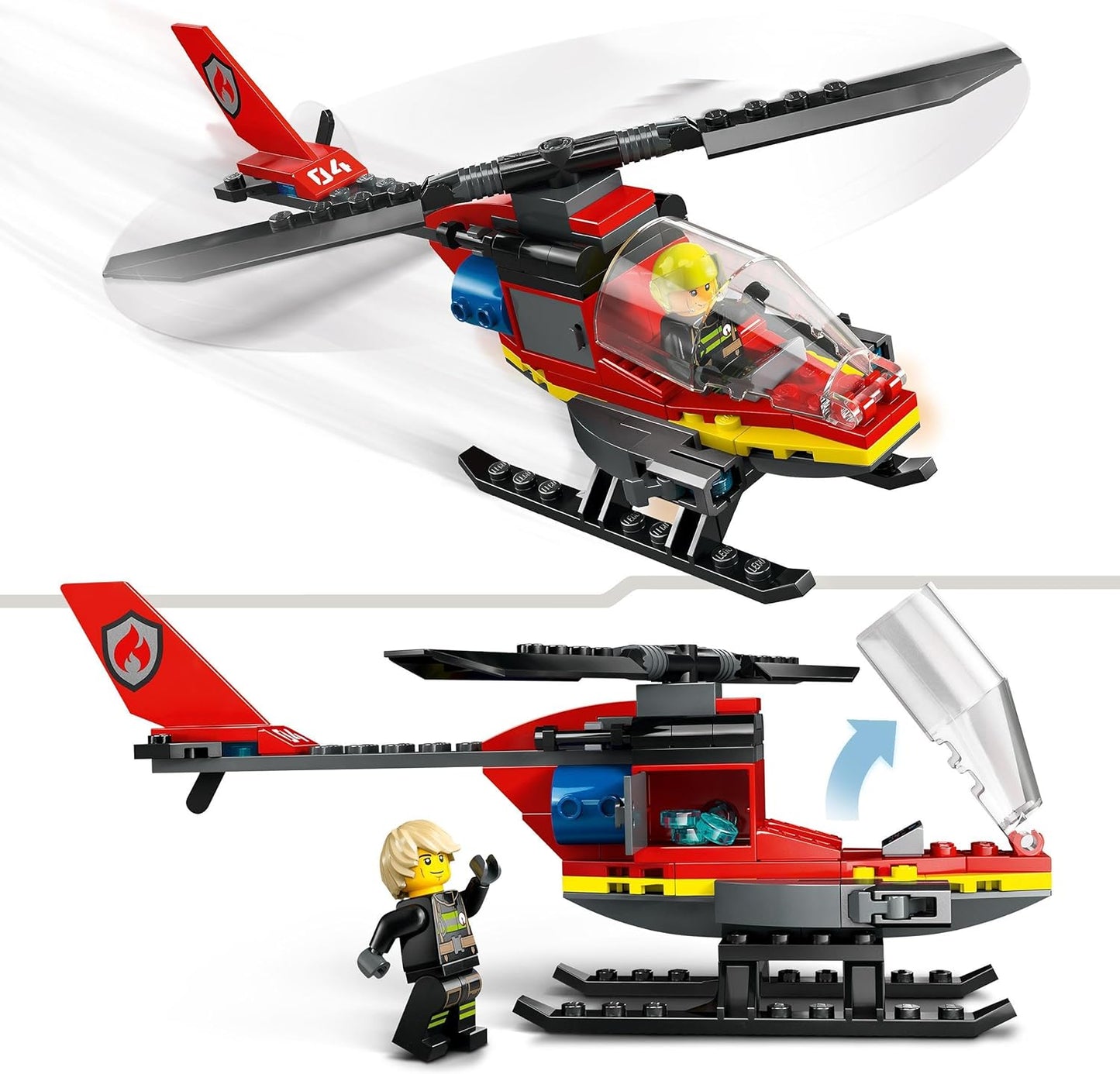 LEGO City 60411 Fire Brigade Helicopter Set with Helicopter Toy and Pilot Figure, Fire Brigade Helicopter for an Imaginative Playing Experience, Gift for Children, Boys and Girls from 5 Years