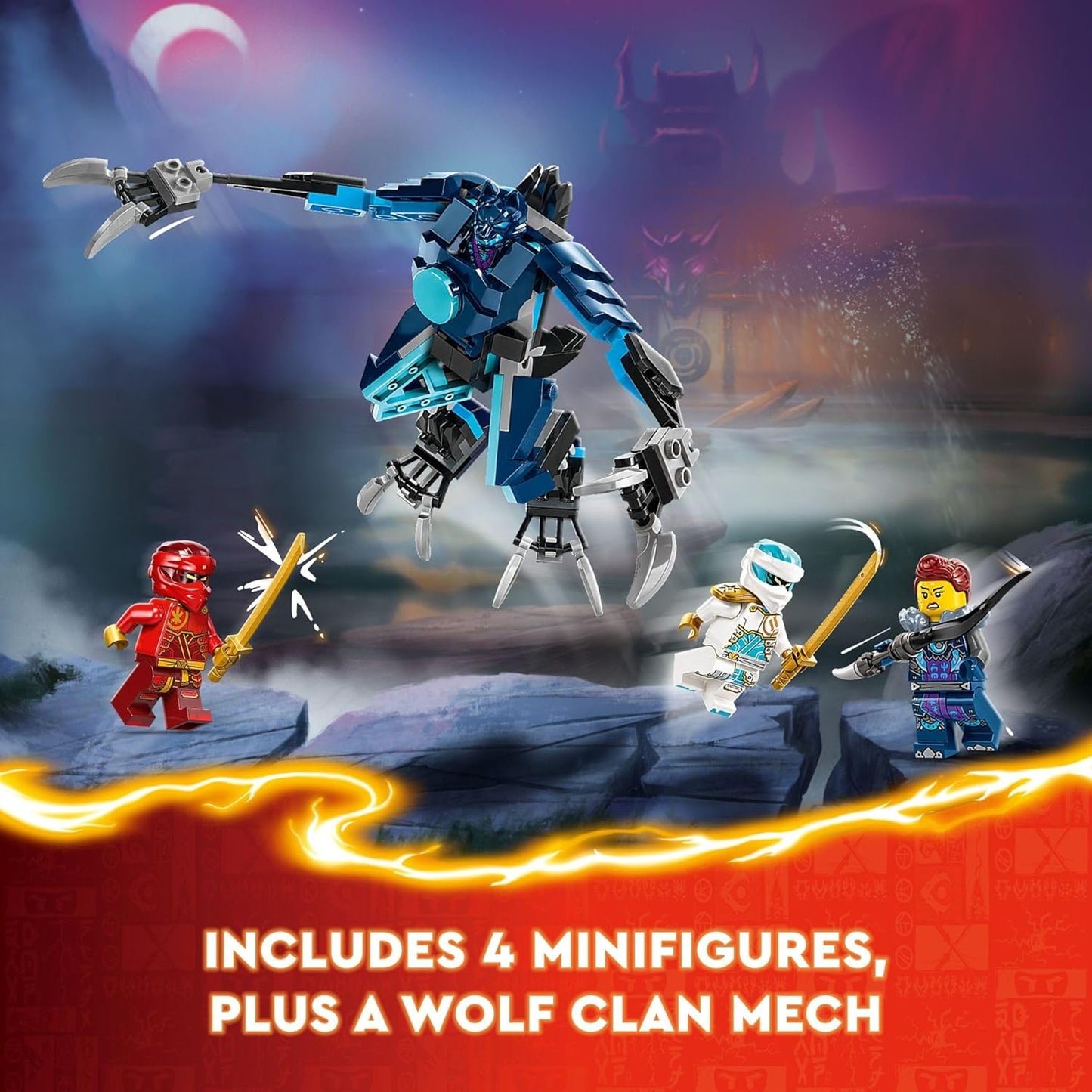 LEGO NINJAGO Kai's Elemental Fire Mech Action Figure, Mini Ninja Toy for Kids with Adjustable Red Ninja Figure Plus Kai and Zane Mini Figures, Adventure Set for Boys and Girls from 7 Years