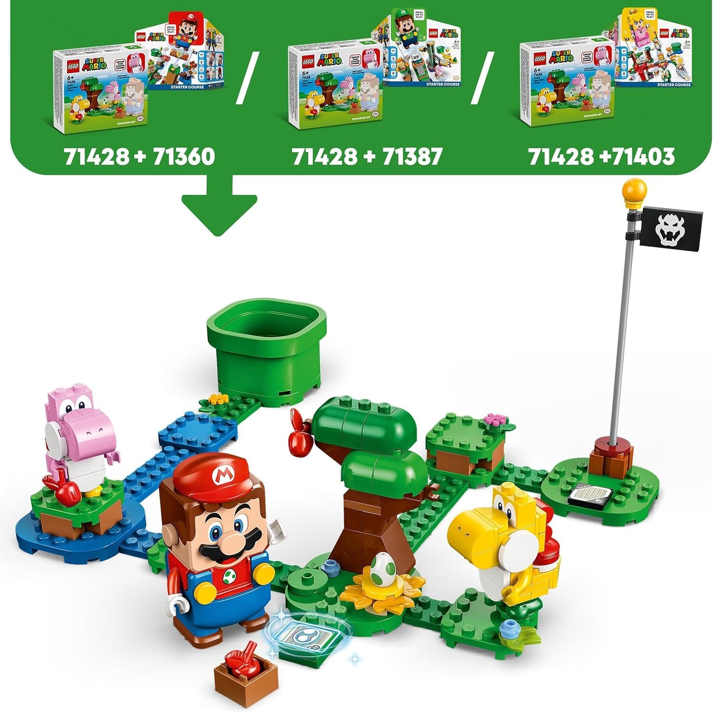 LEGO Super Mario Yoshi's Wild Forest Expansion Set, Toy with 2 Yoshi Figures Made of Stones for Boys and Girls, Small Gift for Children and Gamers from 6 Years 71428