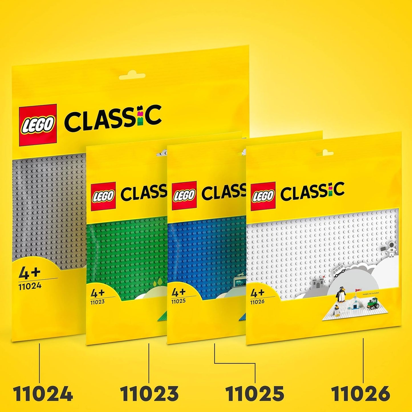 LEGO 11024 Classic Grey Building Plate, Square Base Plate with 48 x 48 Nubs as a Base for Constructions and Other Sets