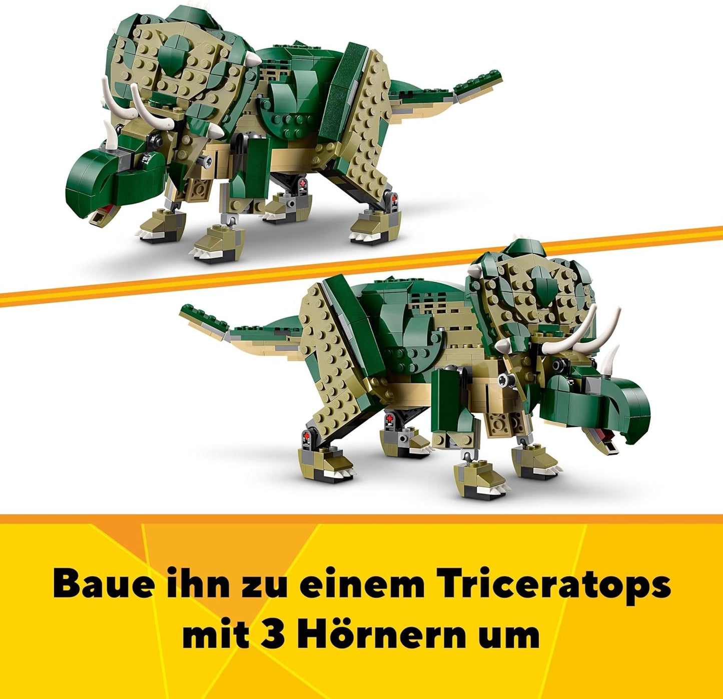 LEGO Creator T.Rex, 3-in-1 Dinosaur Convert into a Triceratops or Pterodactylus, Movable Dinosaur Model for Children, Gift for Boys and Girls 31151