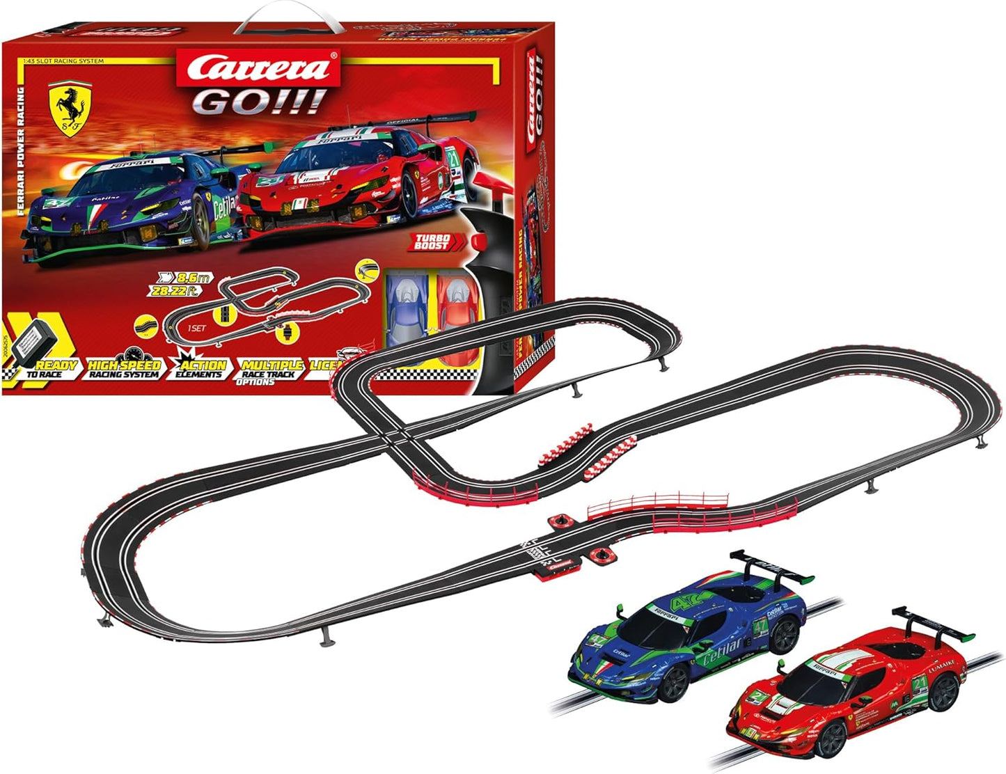 Carrera - 20062575 - Carrera GO!!! Ferrari Power Racing Race Track Set I Racing Track with Licensed Slot Cars | Up to 2 Players | For Children from 6 Years and Adults