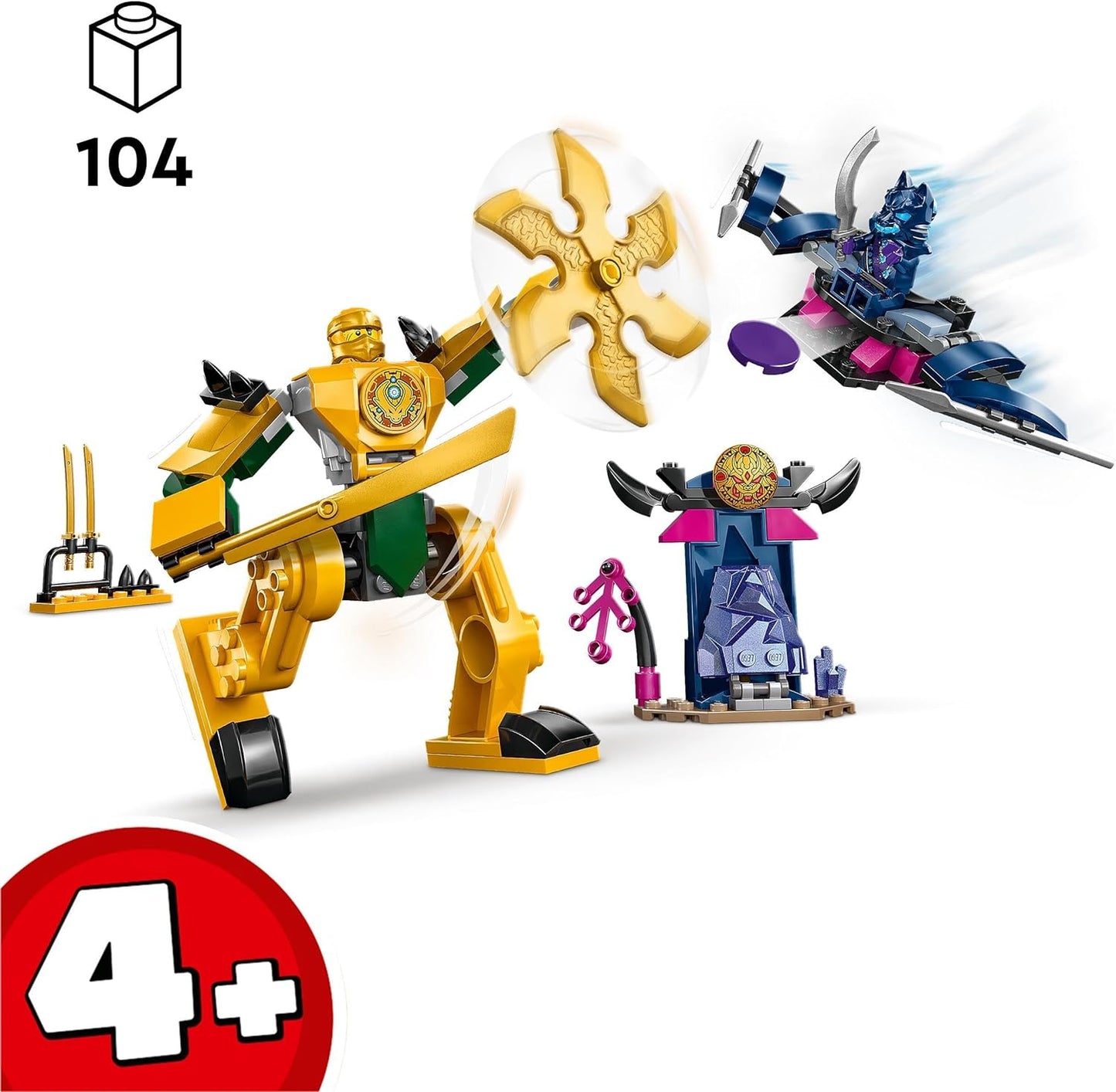 LEGO Ninjago Arins Battle Mech, Ninja Toy for Children from 4 Years with Figures Including Arin with Mini Katana, Action Figures & Mechs, Small Gift for Boys and Girls 71804