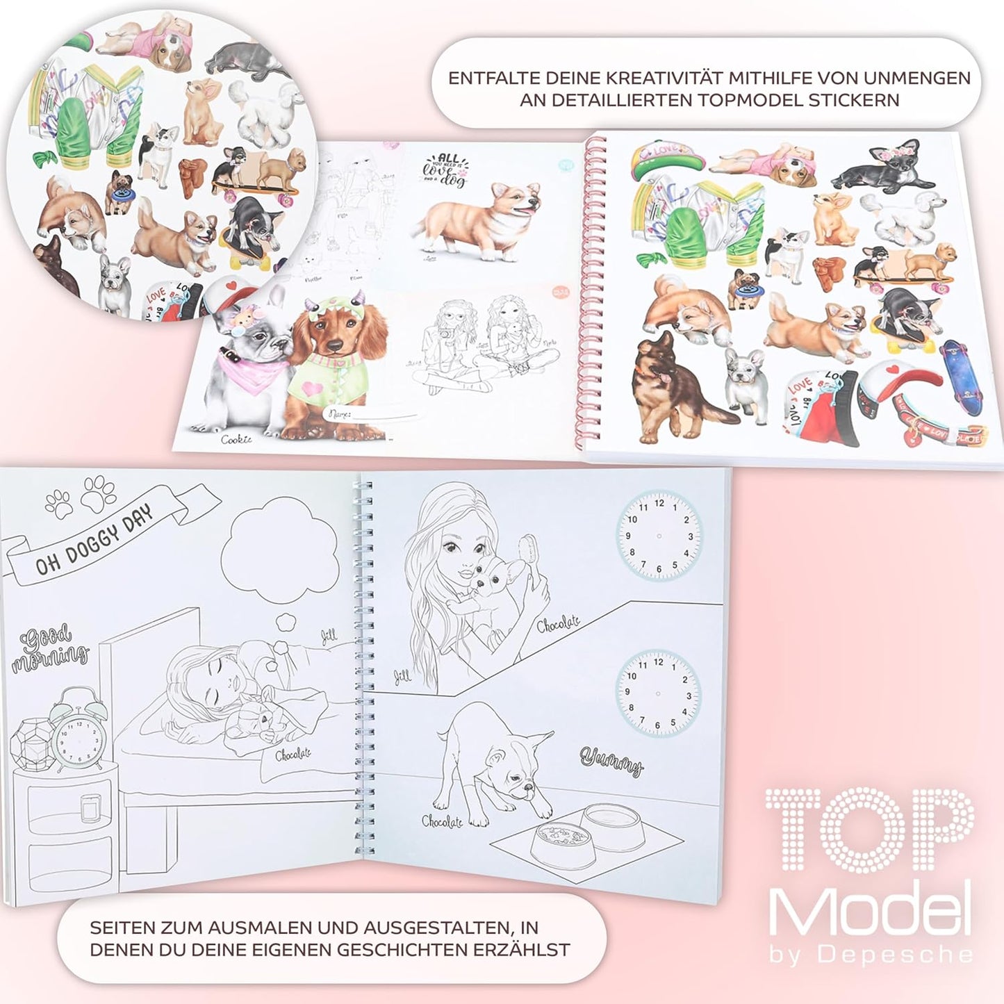 TOPModel Create Your Doggy Colouring Book + TOPModel Figural Colouring Book Kitty and Dog - Creative Colouring and Design for Animal Lovers with Cute Dogs and Cats, Ideal for Little Artists