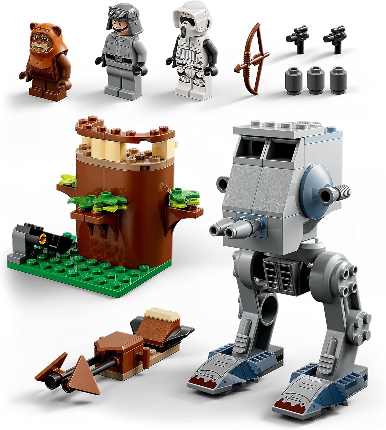 LEGO 75332 Star Wars at-ST, Building Toy for Preschool Children from 4 Years with Ewok Wicket and Scout Trooper Mini Figures and Starter Building Element, Set 2022