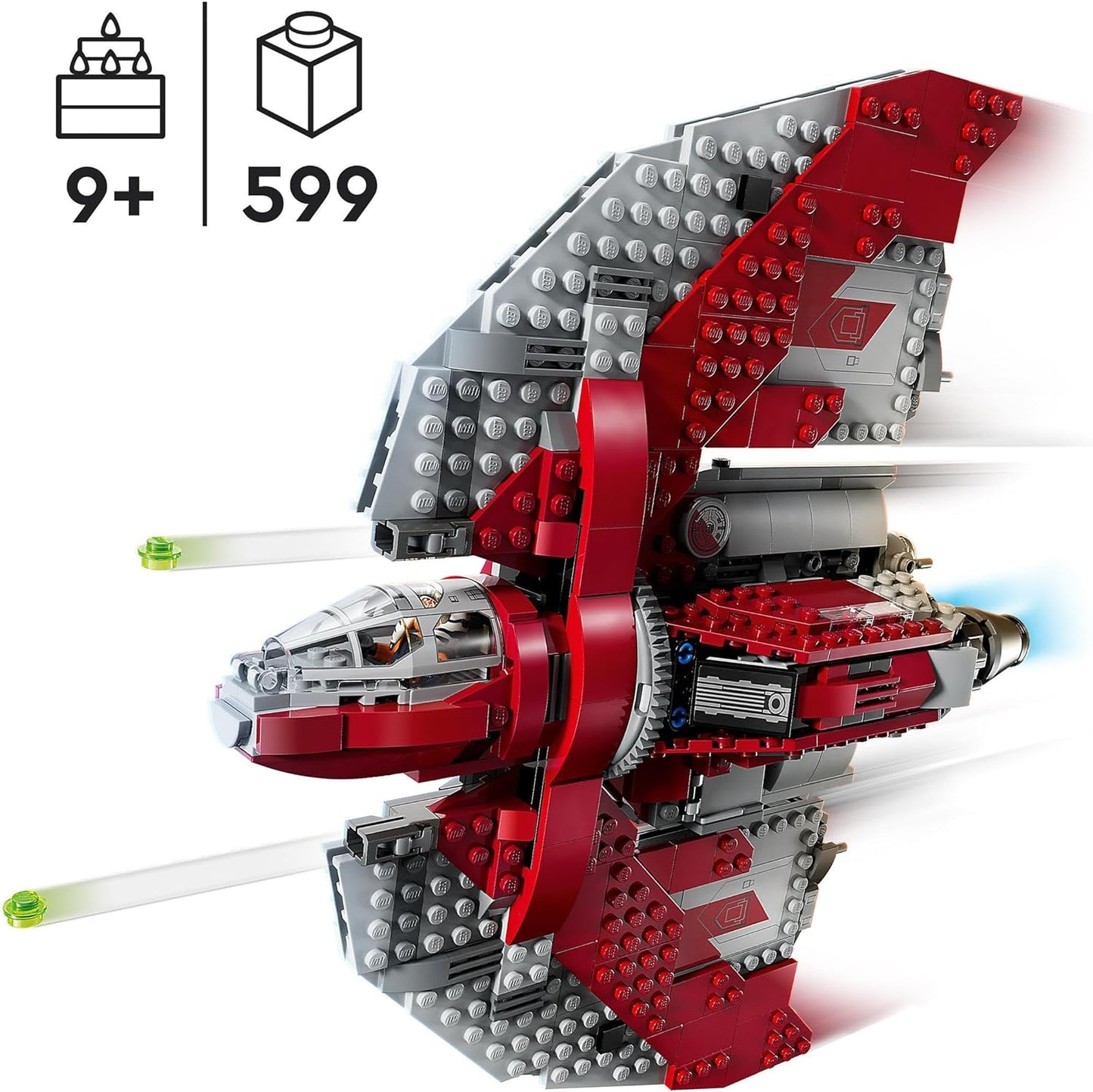 LEGO Star Wars Ahsoka Tanos T-6 Jedi Shuttle Set, Buildable Spaceship Toy with 4 Mini Figures incl. Sabine Wren and Marrok with Lightsabres, Gift for Fans of the Ahsoka Series 75362