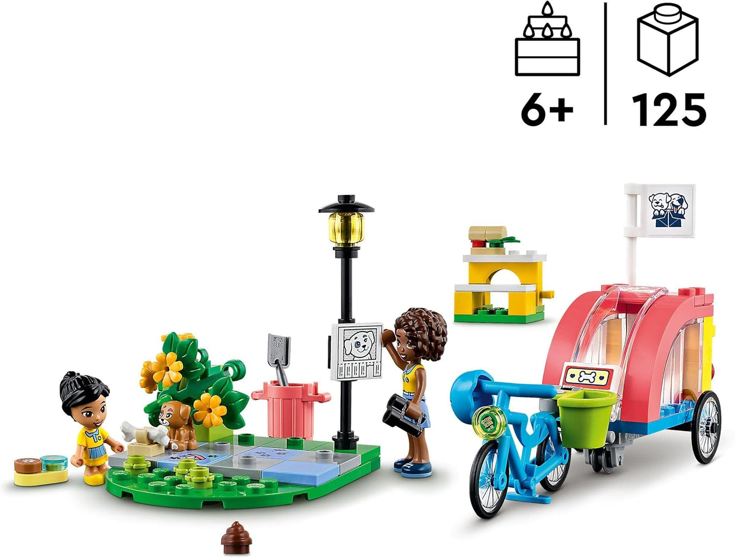 LEGO 41738 Friends Dog Rescue Bike, Animal Rescue Toy with Puppy Animal Figures and Mini Dolls from 2023 for Children from 6 Years, Animal and Puppy Care