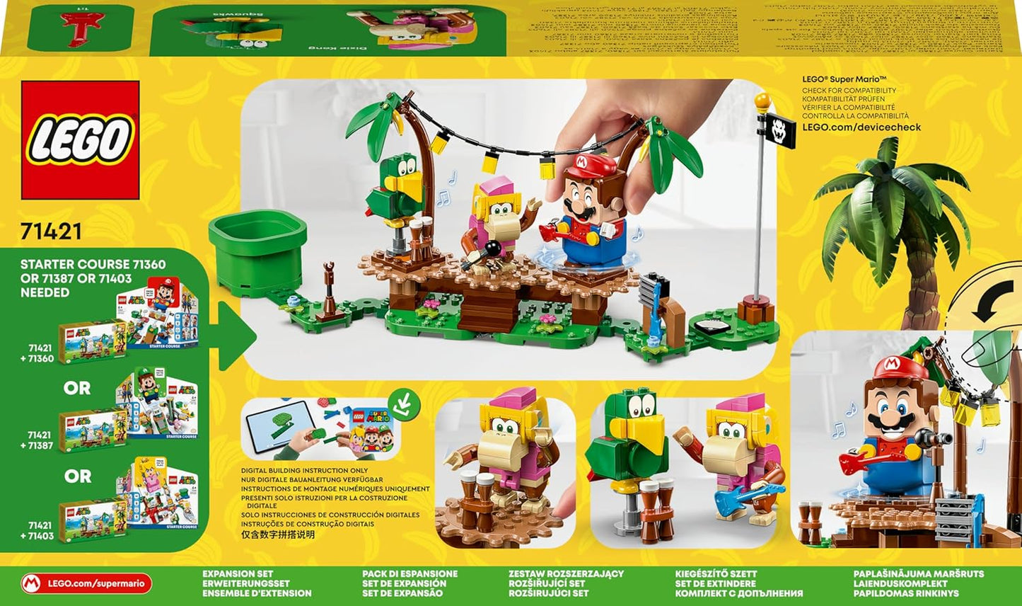 LEGO Super Mario Dixie Kongs Jungle Jam Expansion Set with Dixie Kong and Sqwaks of Parrot Figures, Toy to Combine with Starter Set 71421