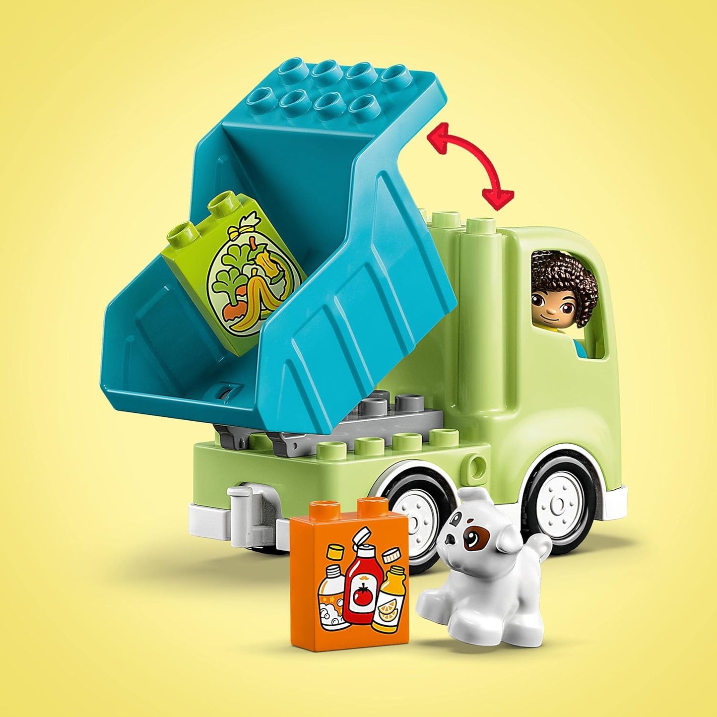 LEGO 10987 DUPLO Recycling Truck Garbage Truck Toy, Learning and Colour Sorting Toy for Toddlers and Children from 2 Years, Motor Skills Toy for Developing Fine Motor Skills