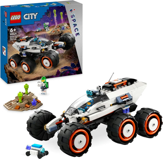 LEGO City Space Rover with Aliens, Car Set with Robot and Alien Toy Figures, Birthday Gift for Boys and Girls from 6 Years, with 2 Mini Figures and a Planet Backdrop 60431