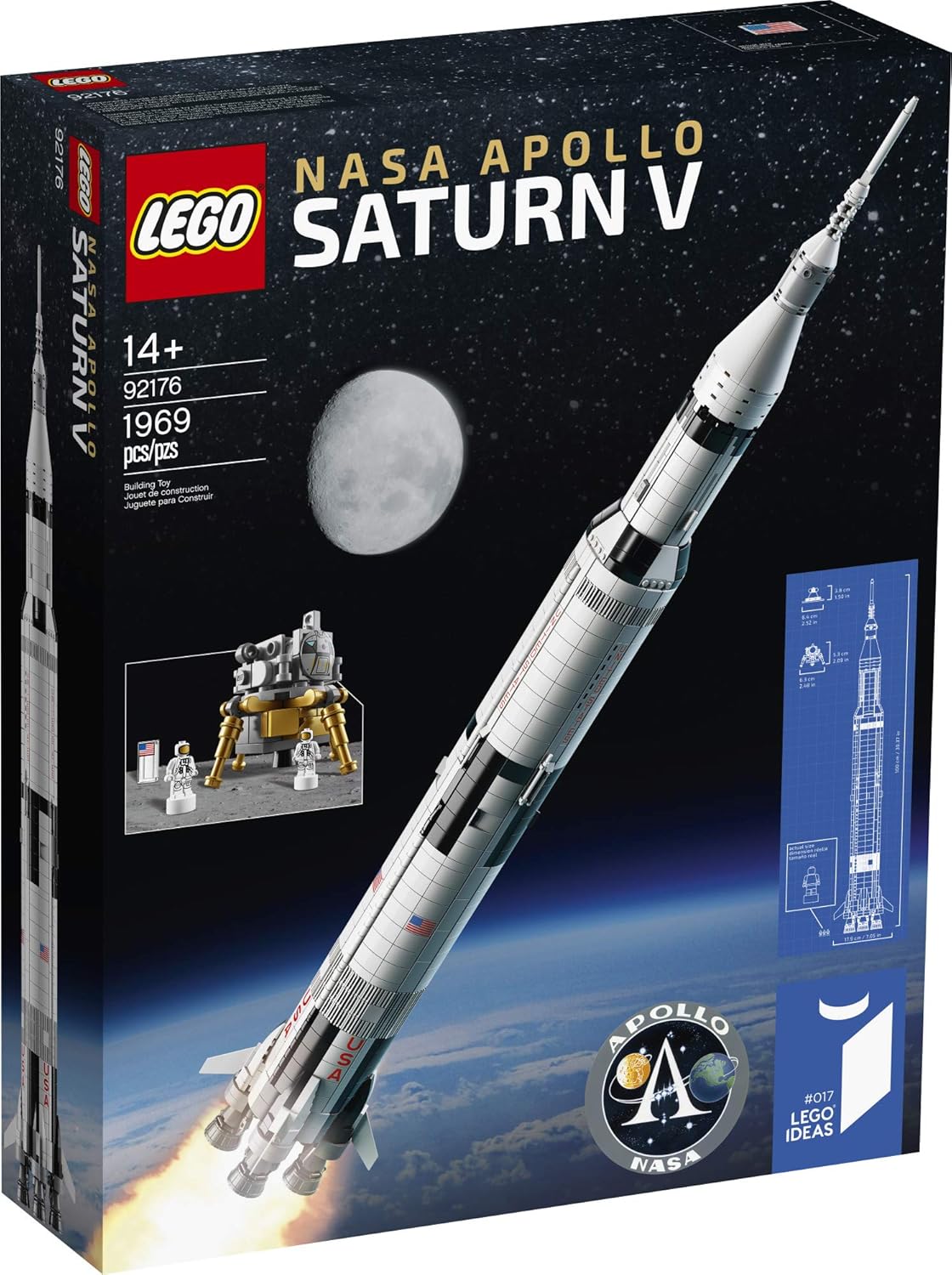 LEGO Ideas Nasa Apollo Saturn V 21309 Building Kit 1969 Pieces