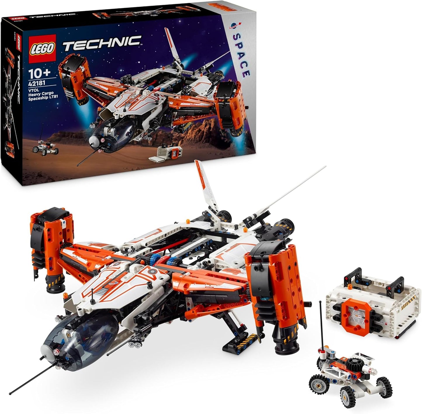 LEGO Technic VTOL Heavy Duty Cargo LT81, Space Construction Kit, Space Toy, Spaceship, Play Set with Mini Rover, Gift for Boys & Girls from 10 Years 42181