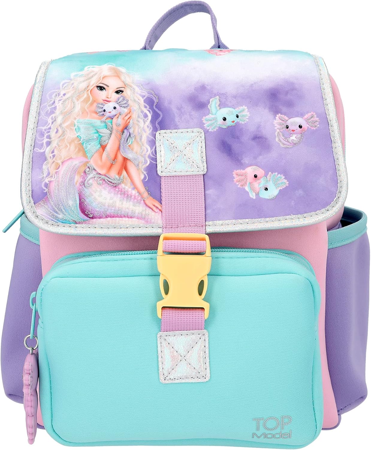 Depesche 12305 TOPModel Mermaid Backpack in Pink, Purple and Turquoise, Bag with Zip, Front Pocket and Adjustable Shoulder Straps, multicoloured