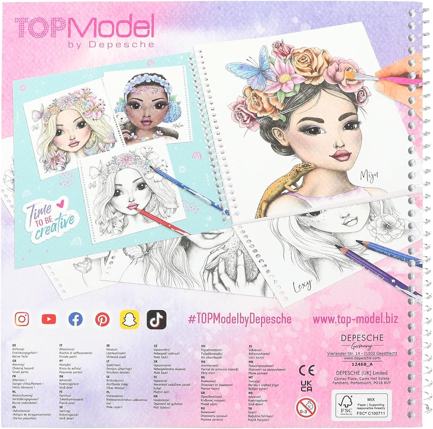 Depesche TOPModel 12468 Special Colouring Book with 20 Pages for Colouring Floral Model Motifs Includes Colouring Pages Multi-Coloured