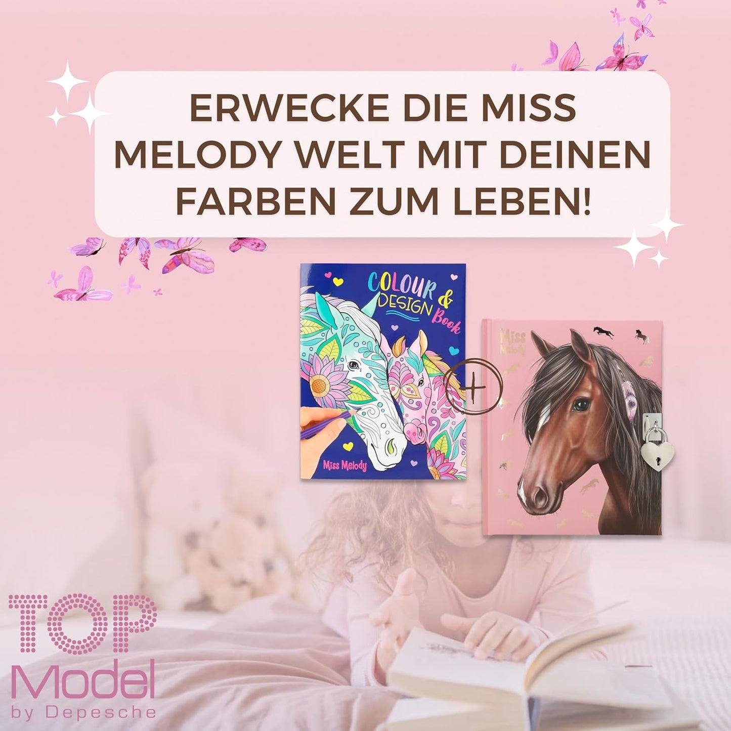 Depesche Miss Melody Diary with Stickers & Miss Melody Colour & Design Book - Design, Dream and Discover Your Imagination with the Most Beautiful Horse Motifs