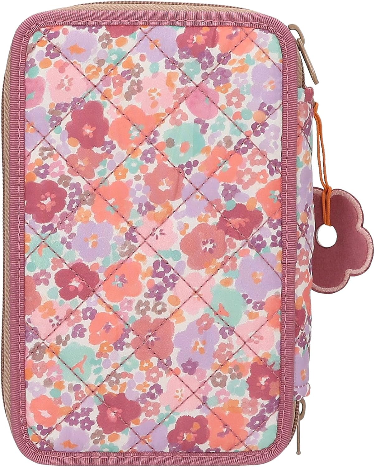 TOPModel Floral 3-Compartment Pencil Case with Pens