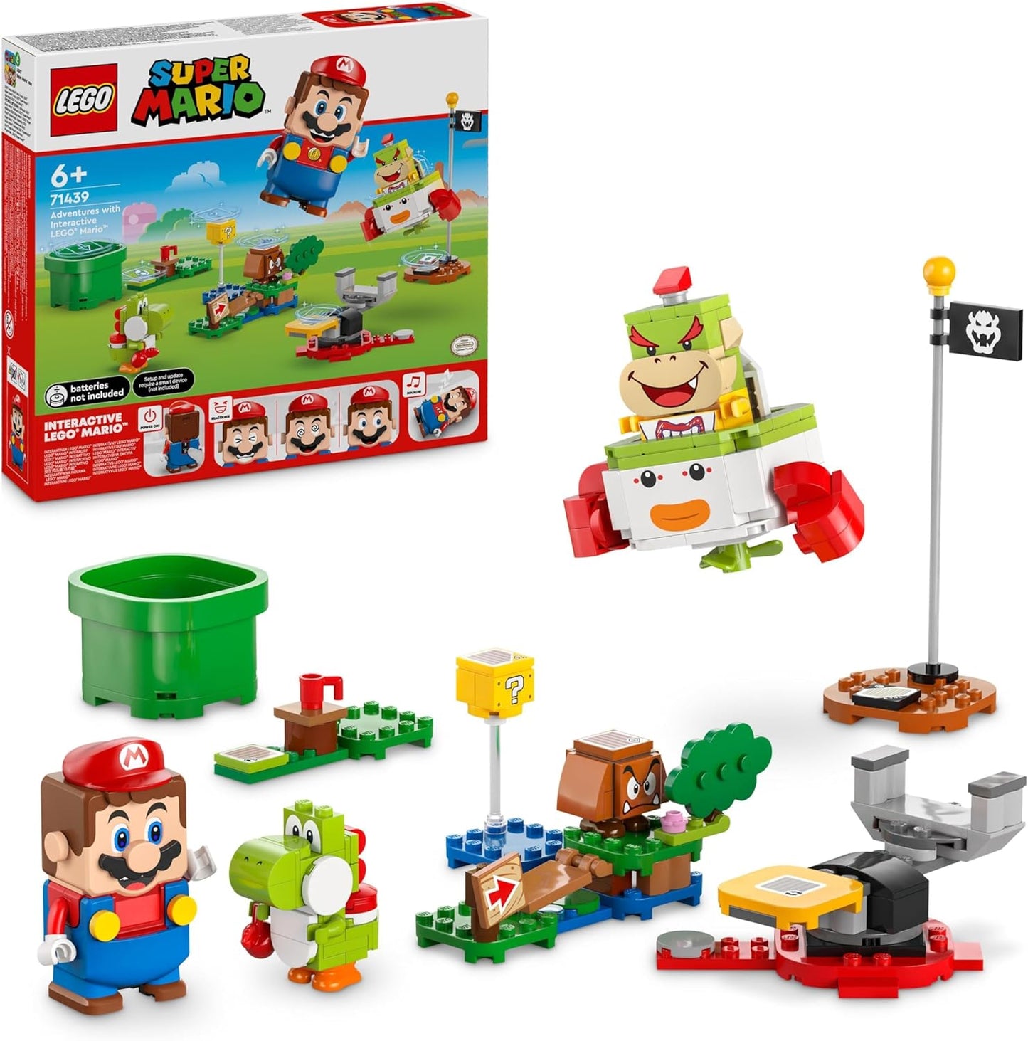 LEGO Super Mario Adventure with the Interactive Mario, Set with Junior Clown Carriage, Toy Yoshi, Nintendo Gift for Boys, Girls and Gamers from 6 Years 71439