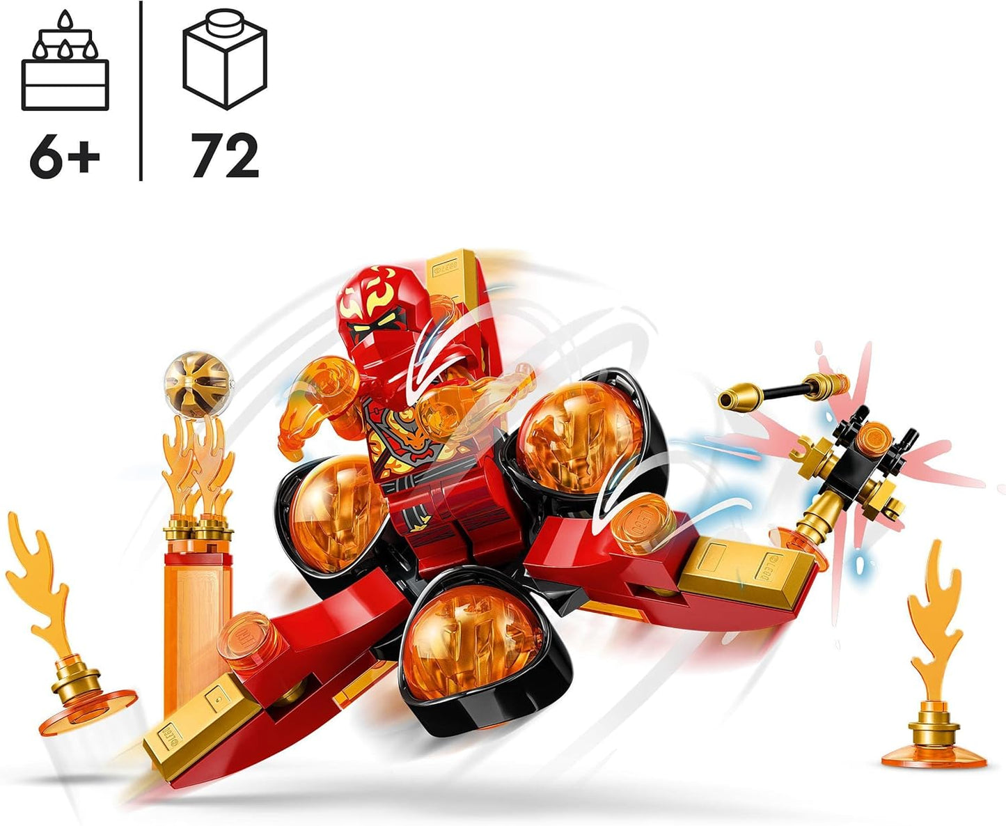 LEGO 71777 Ninjago Kais Dragon Power Spinjitzu Flip Toy, Spinner with Art Pieces, Mini Figure Kai for Collecting, Small Gift for Children from 6 Years