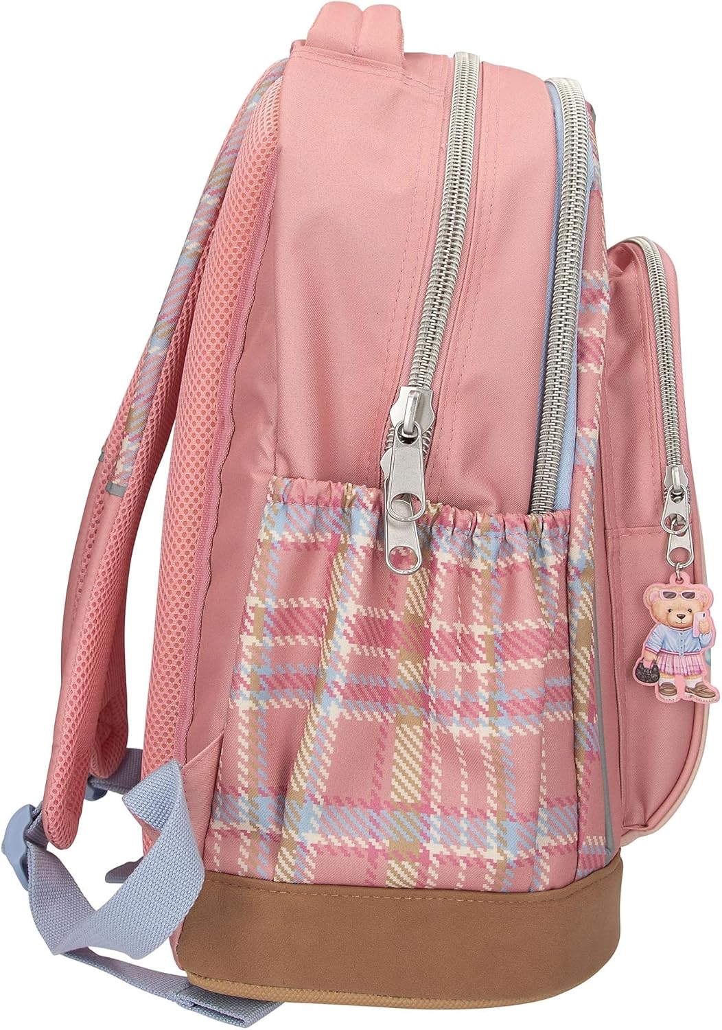 Depesche 13013 TOPModel Team Teddy School Backpack in Pink with Model Motif and Pendant, School Bag with Adjustable Straps