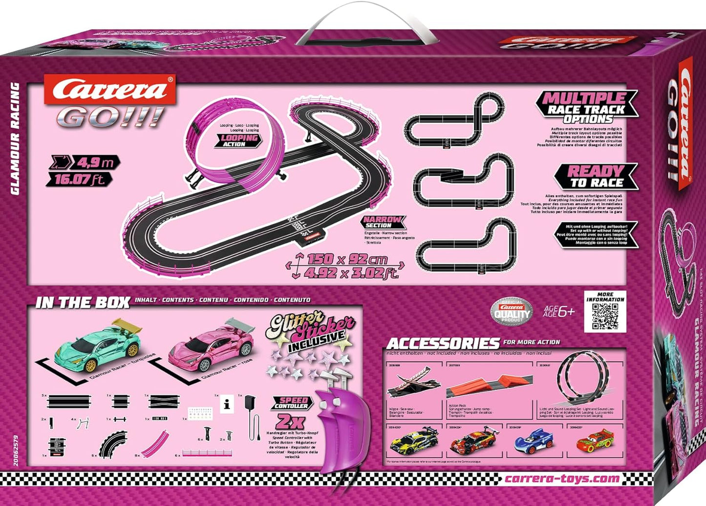 Carrera - 20062579 - Carrera GO!!! Pink Action Racing Race Track Set I Racing Track with Licensed Slot Cars | Up to 2 Players | For Children from 6 Years and Adults