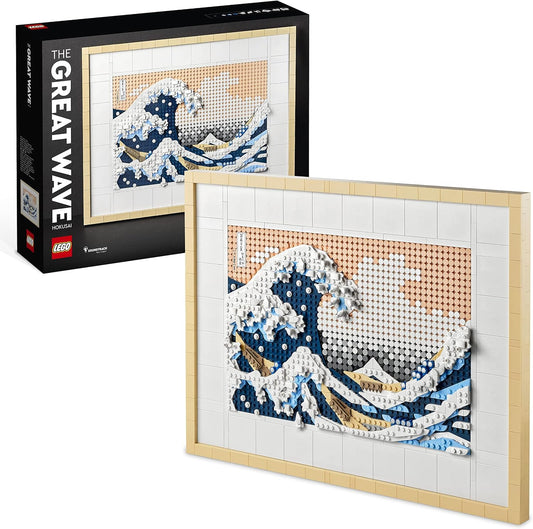 LEGO 31208 Art Hokusai – The Great Wave, 3D Japanese Wall Decoration Craft Kit, Framed Ocean Canvas, Hobbies for Adults, DYI, Home and Office Decoration