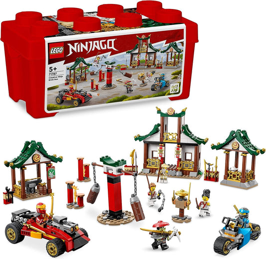 LEGO Ninjago Creative Ninja Bricks Box, Toy Storage Box with Ninja Car and Motorcycle, Dojo and Mini Figures for Children from 5 Years, 71787