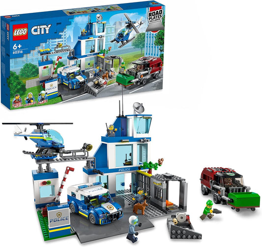 LEGO City Police Station with Police Car, Bin Lorry and Helicopter, Building for Building with 3 Figures, Police Toy for Boys and Girls from 6 Years, Gift for Children 60316